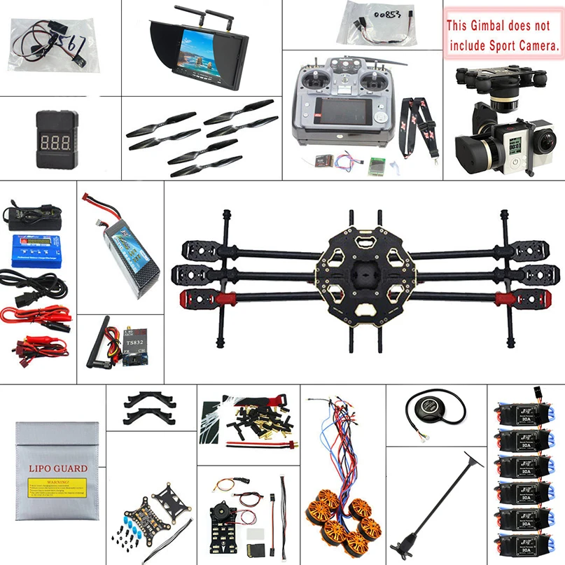 

JMT 680PRO PX4 GPS 2.4G 10CH 5.8G Video FPV RC Hexacopter Unassembled Full Kit RTF DIY RC Drone Combo MINI3D Pro Gimbal