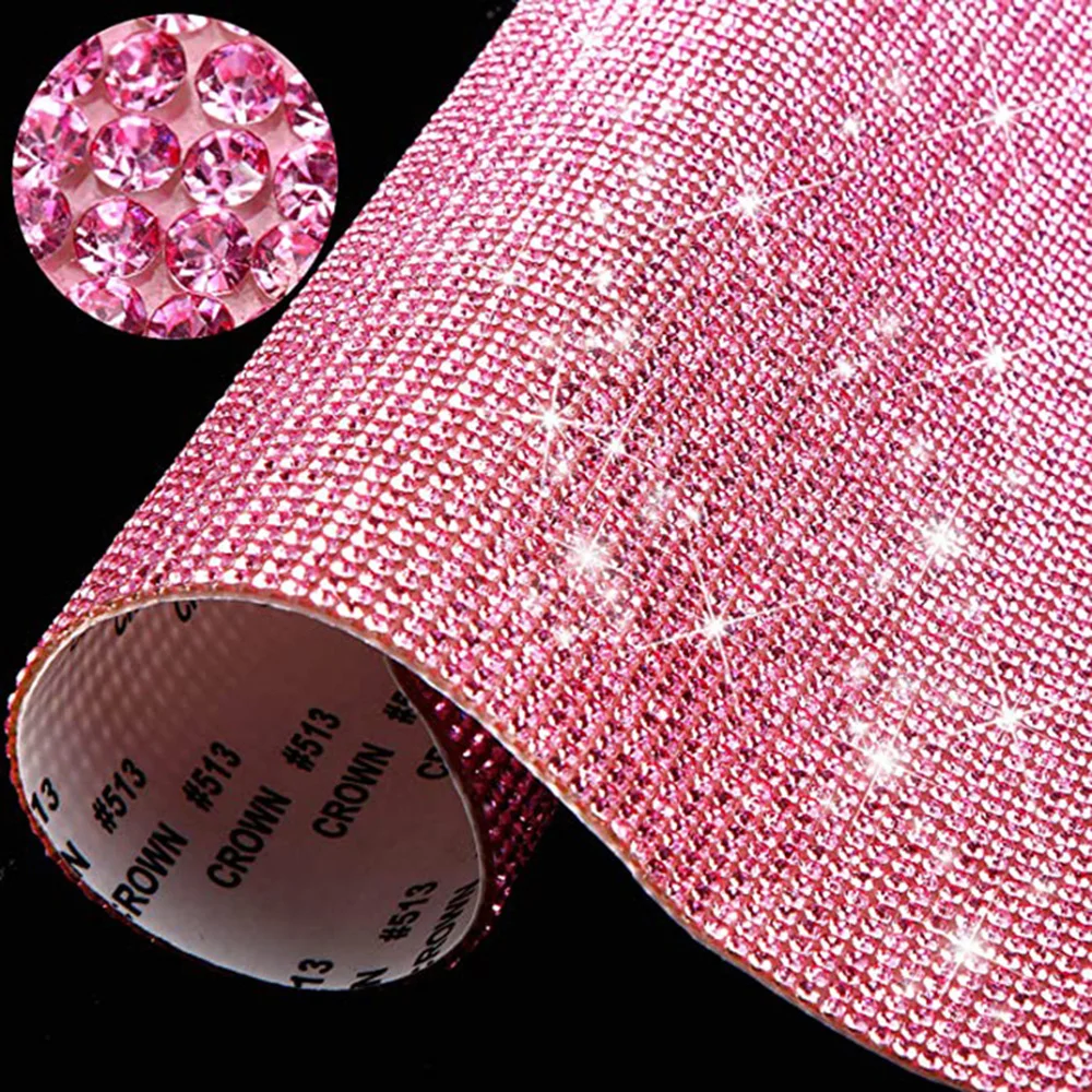 

24*20cm Rhinestone Double-sided Self-adhesive Crystal Sticker Multifunction Diy Photo Frame Car Tablet Decor 10 Colors