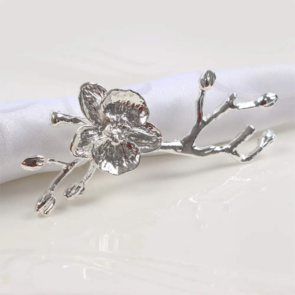 

8PCS/Metal Plum Flower Napkin Ring, Gold and Silver Napkin Holder, Table Setting Decoration, Used for Western Food Party
