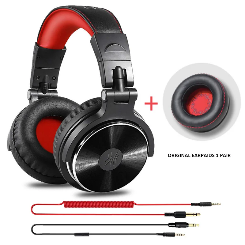 Oneodio Накладные Наушники Hi-Fi Studio DJ наушники проводной монитор Музыка игровая гарнитура наушники для телефона компьютер ПК с микрофоном - Цвет: Red-Extra Cups
