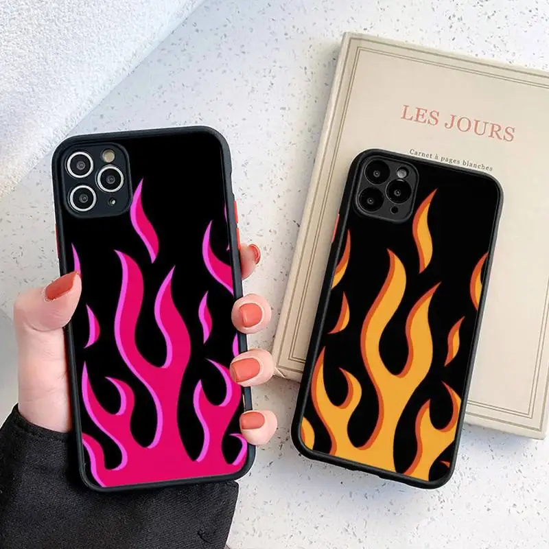 

fashion flame Fire Phone Case For iphone 13 12 11 8 7 plus mini x xs xr pro max matte transparent cover
