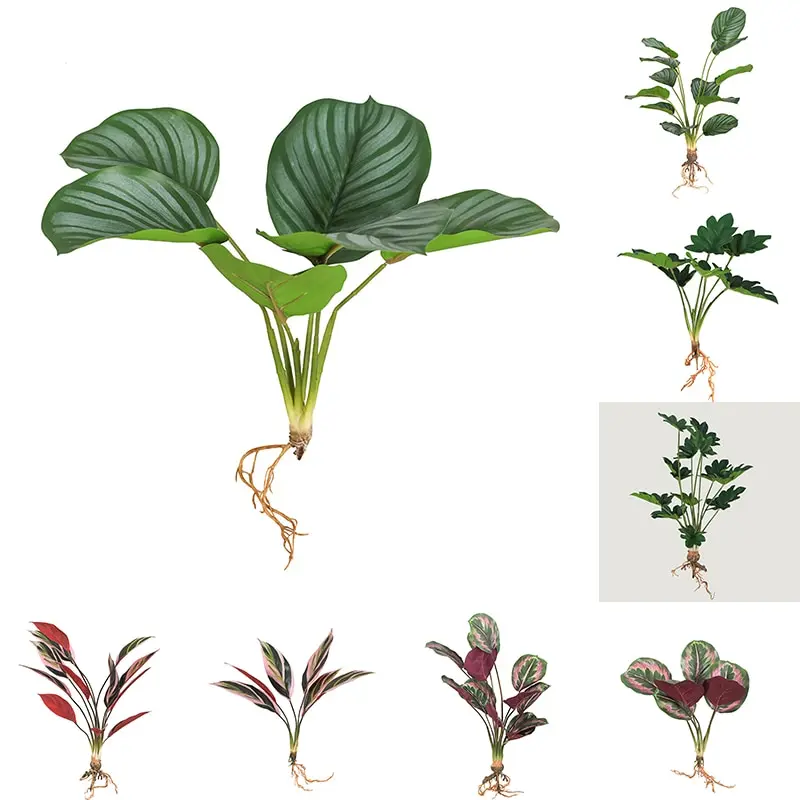 Искусственные растения с корнем зеленых яблок 6-12 листьев искусственные для дома