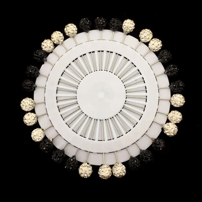 white black ball Новинка для хиджаба набор штифтов оптом 30 шт. хрустальные мусульманские броши для женщин защитный шарф штифты хиджаб штифты Серебряная Ювелирная брошь - Окраска металла: white black ball