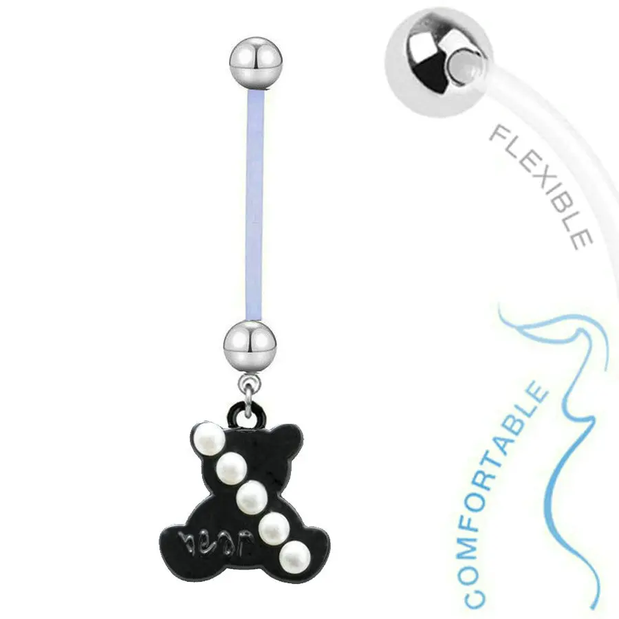 

Штанга Из Белого ПТФЭ 20 шт./лот, кольцо для живота для беременных, жемчужный медведь, штанга для живота для беременных, пирсинг Ombligo