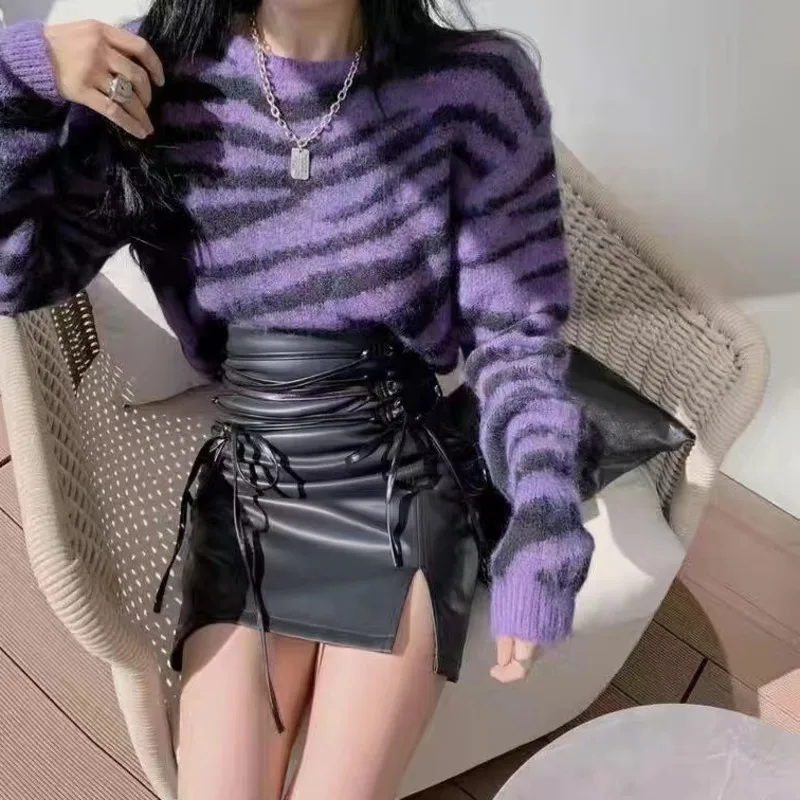 Панк-юбка уличная одежда из искусственной кожи готика Харадзюку школьная форма