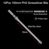 tonsiki 10pc 6mm round shank screwdriver set phillips head drill bit magnetic cross screwdriver bit for 802 electric screwdriver