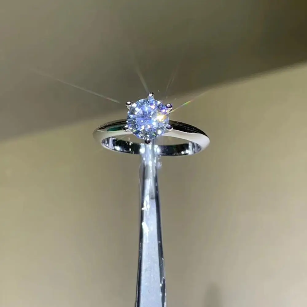 Kkmall магазин круглое серебряное кольцо с муассанитом 1.00ct D VVS роскошное Weding для
