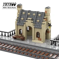 new 496pcs europe train station streetview model set house building blocks bricks diy assembly educational toys for kids gifts