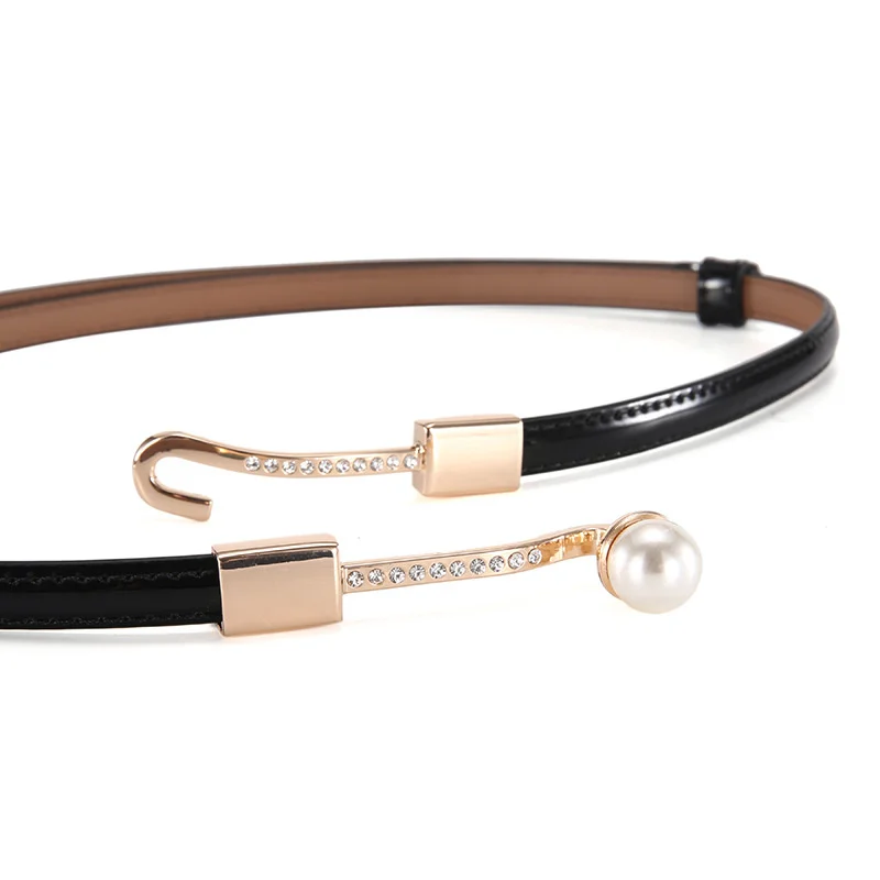 Женский ремень из воловьей кожи облегающий с регулируемой пряжкой блестящая