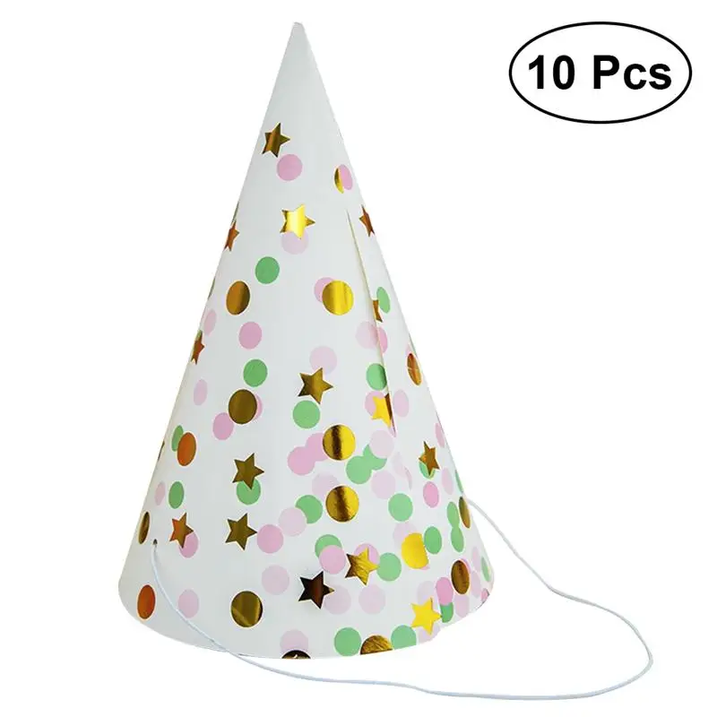 

10pcs/bag Colorful Elastic Stylish Paper Cute Party Hats Festive Prop for Birthday Boys Party Decoration Anniversary Adults