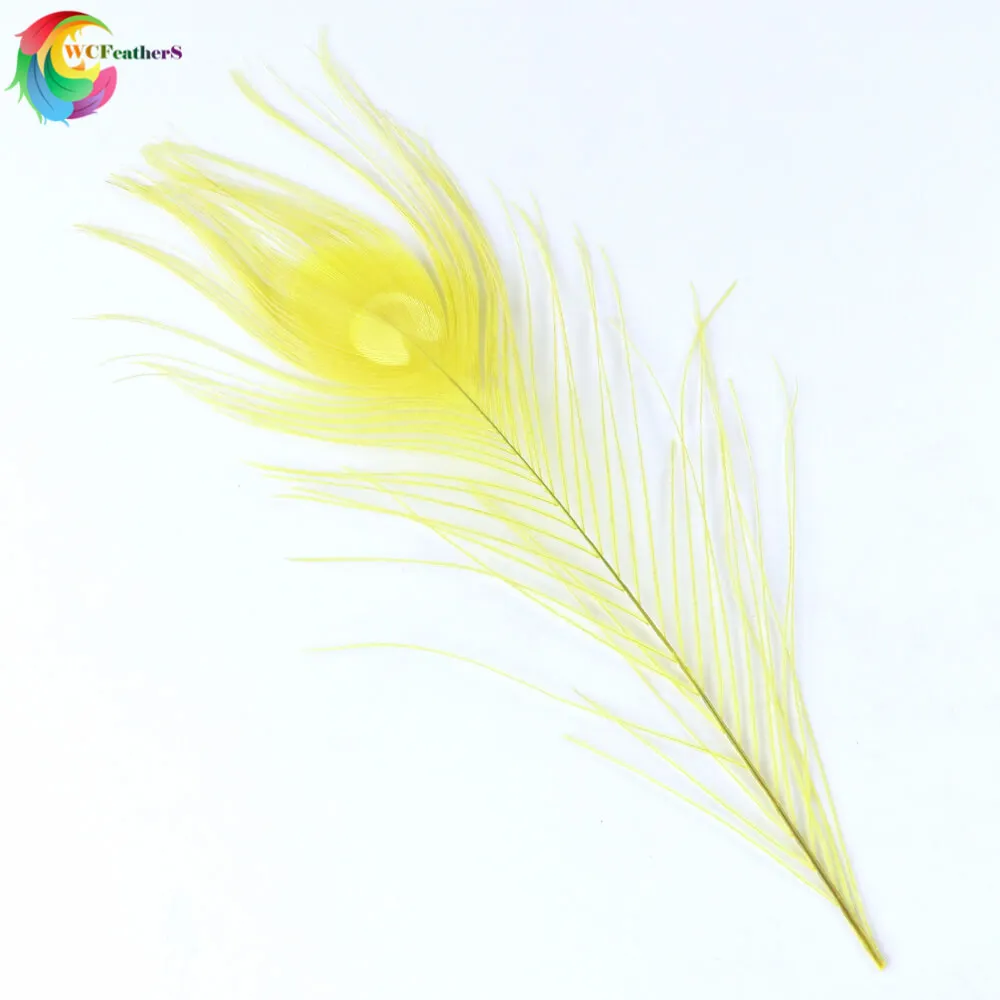 yellow 10 шт., окрашенный Павлин, перо, натуральное, цветное перо, 25-30 см, украшение для свадьбы, дома, украшение, аксессуары для творчества - Цвет: yellow