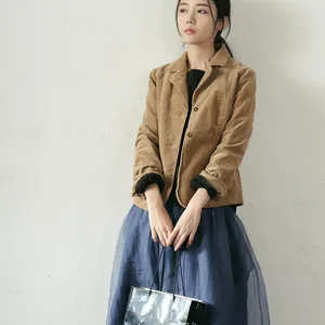 Пиджак женский однобортный вельветовый в винтажном стиле, свободного кроя, однотонный повседневный, из хлопка, M284, весна-осень 2020