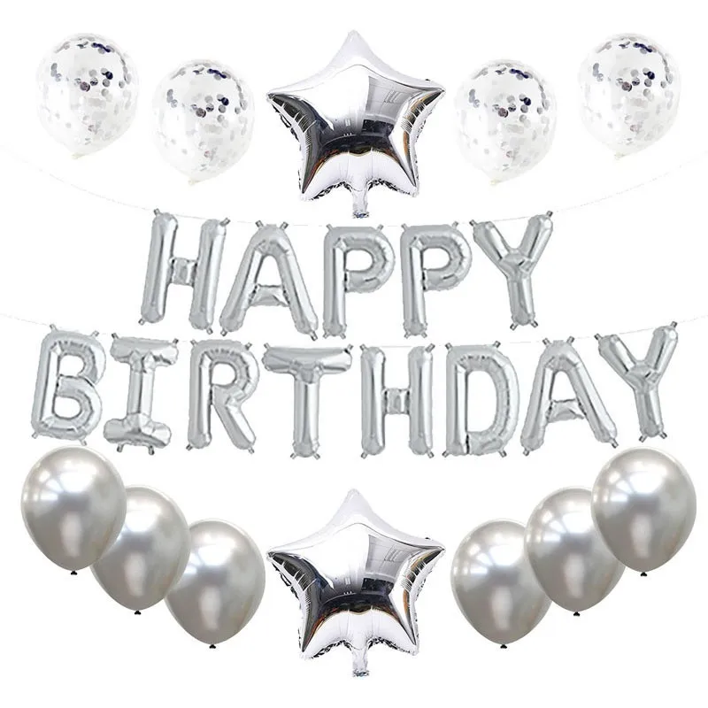 Шары воздушные из латексной фольги с надписью Happy Birthday | Дом и сад