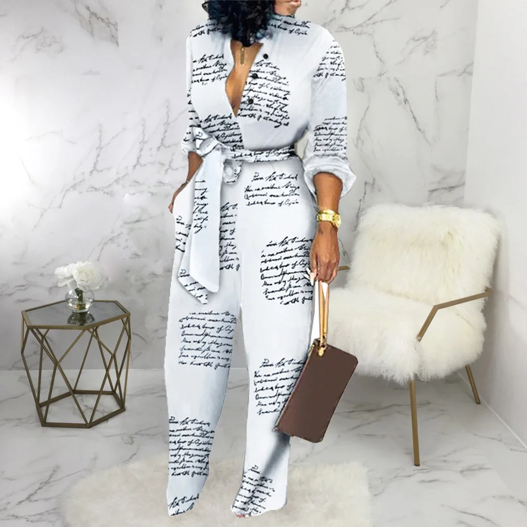 Комбинезон женский прямой с отложным воротником из 2 предметов для офиса 2020 |