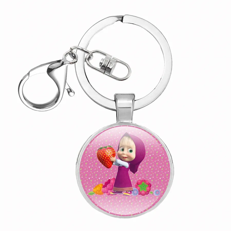 С рисунками российского мультфильма Маша брелки для ключей Стекло брелок с