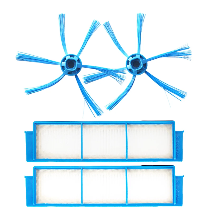 

Запчасти для робота-пылесоса Philips FC8792 FC8794 FC8796 FC8007, 2 боковые щетки и 2 фильтра НЕРА, аксессуары