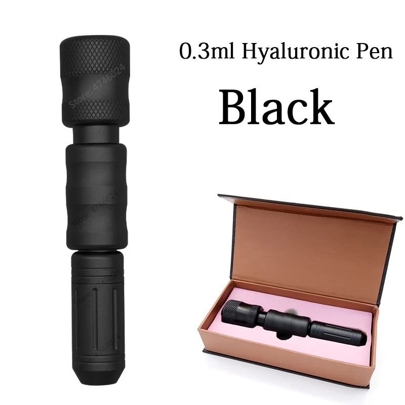 Black pen Высокое давление 0,3 мл Гиалуроновая кислота ручка высокая плотность Металл гиалуроник инъекции пистолет для против морщин лифтинг губ наполнитель гиалурон - Цвет: Black pen