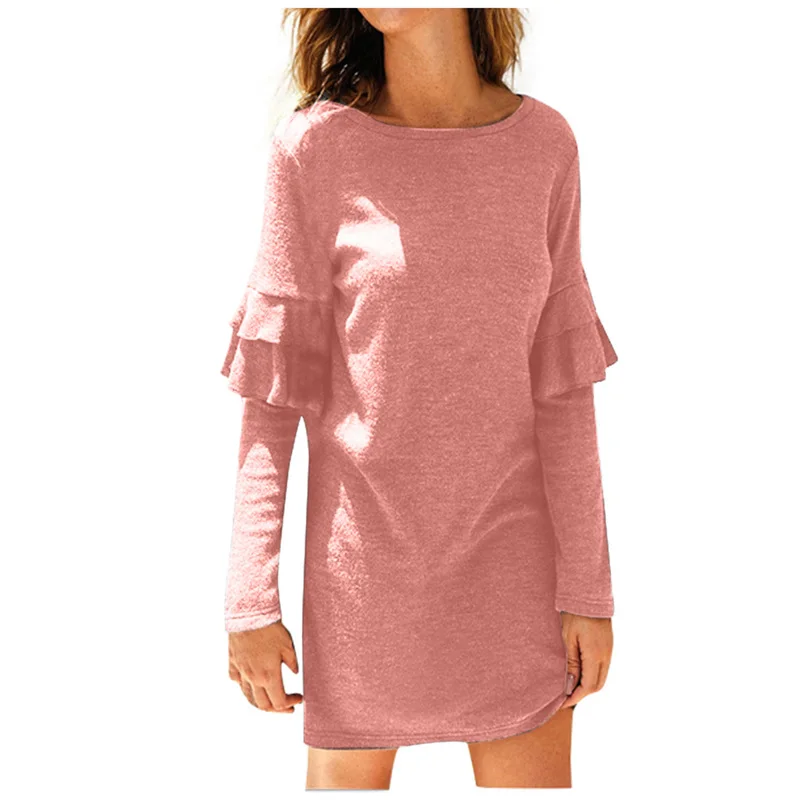 Женское платье размера плюс лето 2020 женская мода с оборками длинным рукавом