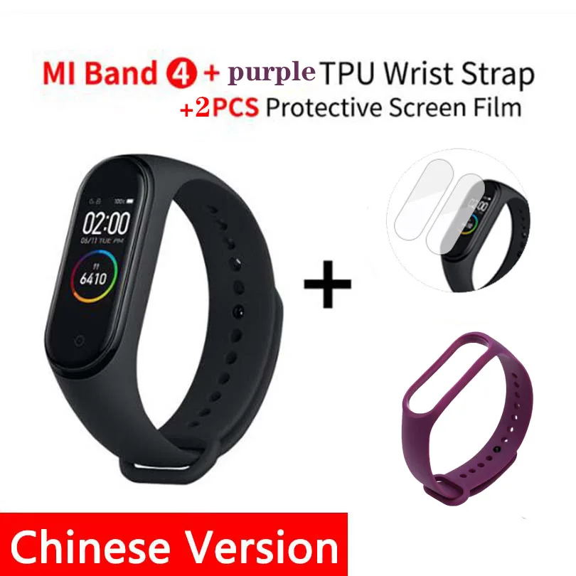 B4 CN n film N zp s Новинка, Xiaomi mi-браслет 4 Smart mi Band 4, браслет, пульсометр, фитнес, 135 мА/ч, цветной экран, Bluetooth 5,0 - Цвет: B4 CN n film N zp s