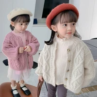 childrens single breasted pineapple needle cardigan jacket middle aged loose casual twist braid childrens knitted sweater