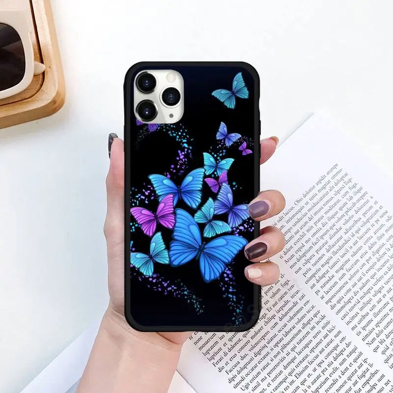 

Colorful Lilies butterfly cute animal Phone Case for iPhone 11 12 pro XS MAX 8 7 6 6S Plus X 5S SE 2020 XR funda coque