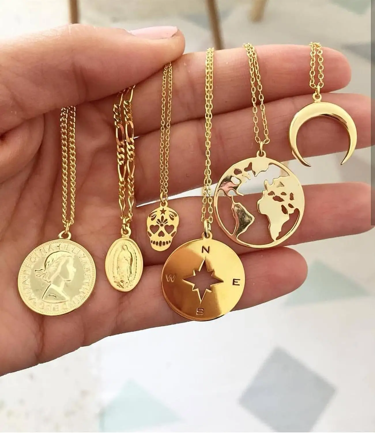 Золотая цепочка ожерелье с подвеской для женщин массивное ювелирное изделие