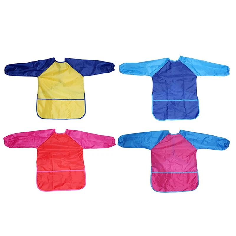 

5-8 Years Waterproof Baby Girl Boy Long Sleeve Bibs Toddler Infant Burp Cloth Feeding Child Drawing And Painting Apron