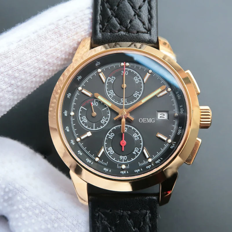 

Men's Watch Automatic Mechanical Chronograph Watch For Men 42mm OEMG IW380702 Gold Luxury Watch Leather Strap 1:1 Replica Watch