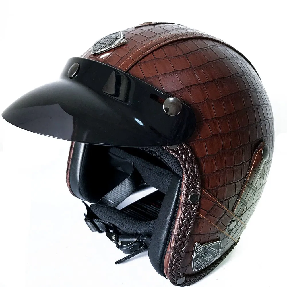 Мотоциклетный шлем в стиле ретро винтажный для мотокросса на все лицо с открытым