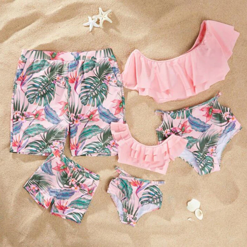 Одинаковые купальники для всей семьи одежда мамы папы и меня купальник бикини