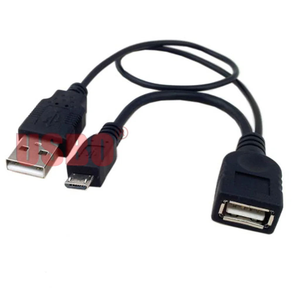 Кабель для передачи данных с внешним питанием черный прямой/локоть Micro USB 2 0 OTG