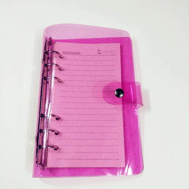 

A6 PVC Transparent Notebook Cover Loose Leaf Note Book Planner Clip Office Supplies Planner Accessories school supplies