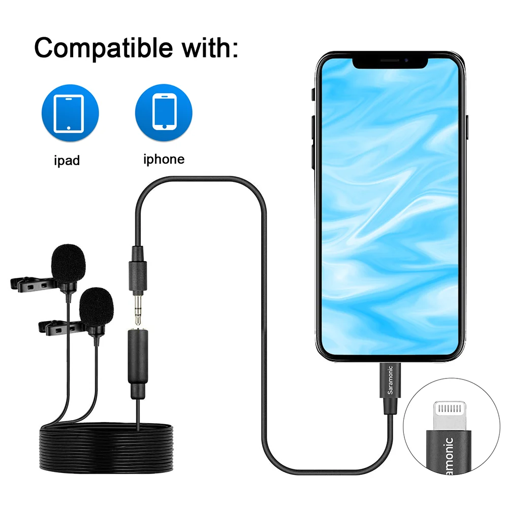 Микрофоны Saramonic LavMicro U1C цифровой петличный микрофон с двумя головками и лацканами