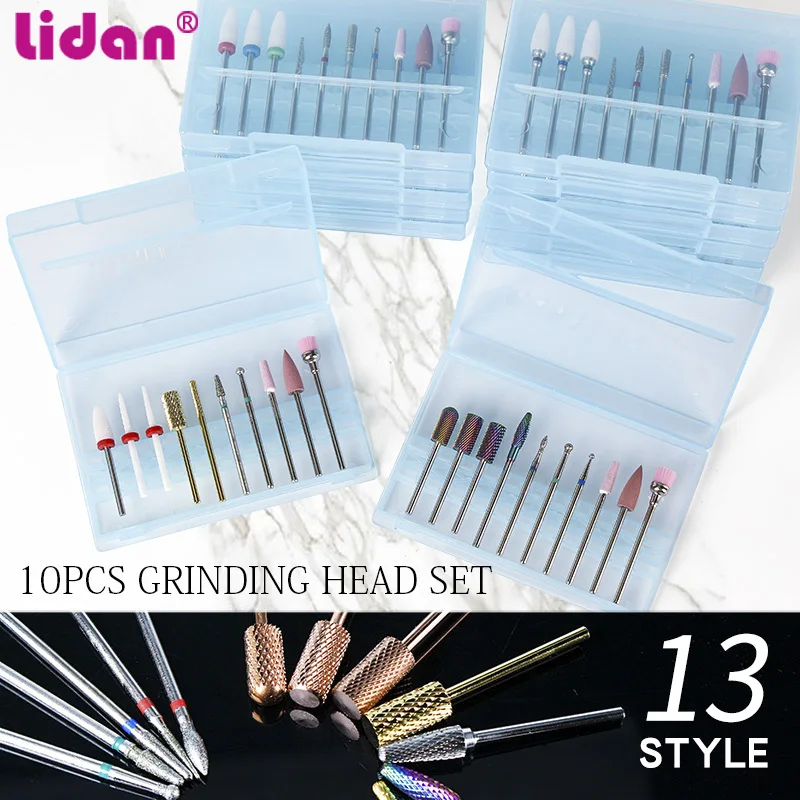 

Rotary grinding head carbide sets burs Nail Cone Tip Ceramic Drill Bits Electric Cuticle Clean Manicure Pedicure Sander Tool