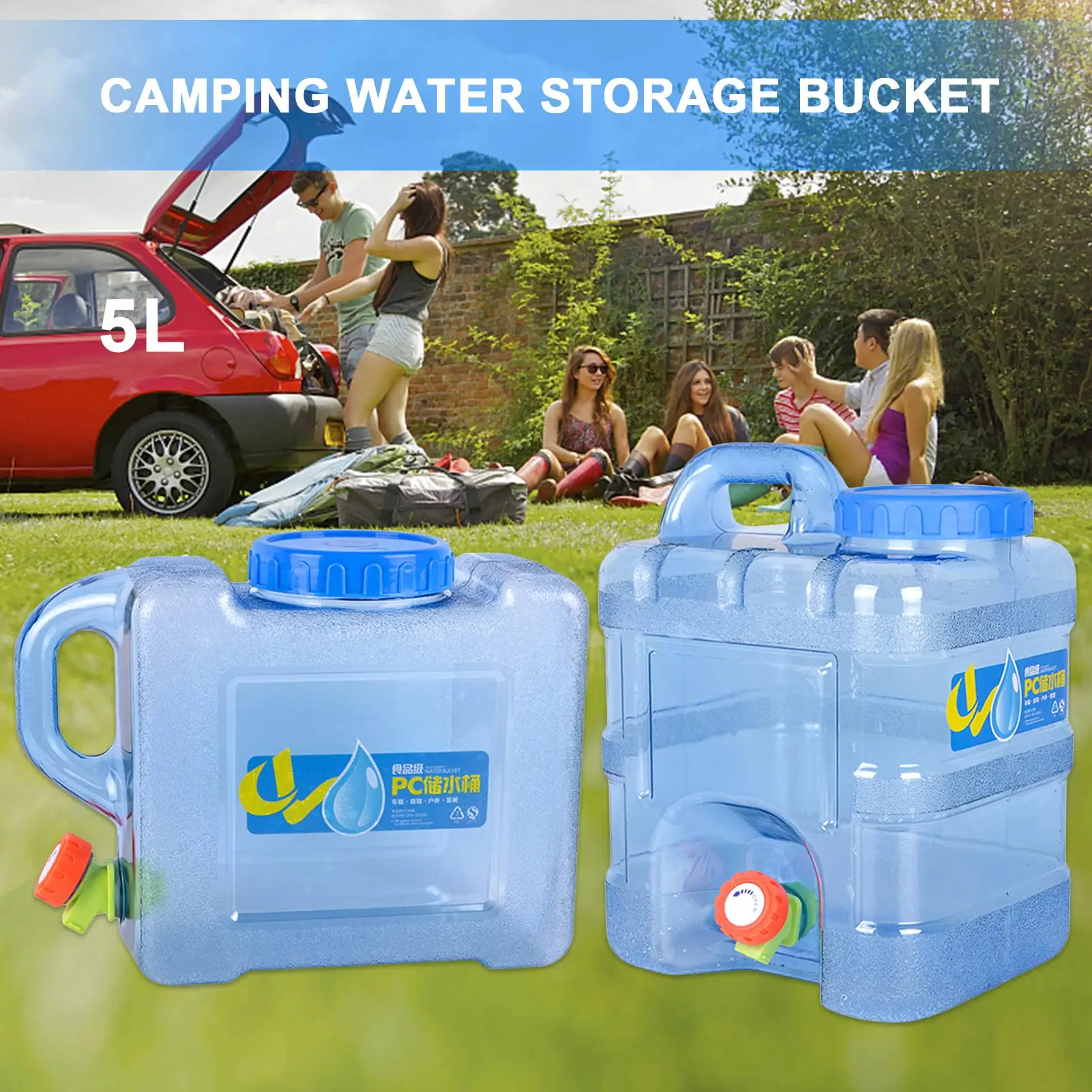 

5/10L Capacity Outdoor Water Bucket Portable Driving Wateater Bucket Portable Tank Container With Faucet For Camping Picnic