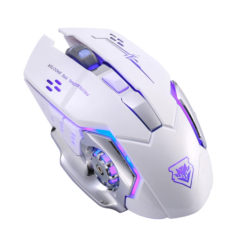 white 02 Новая беспроводная мышь, зарядка, игровая мышь, бесшумная мышь с подсветкой, механический эргономичный оптический компьютер, аксессуары для ПК и ноутбука - Цвет: white 02