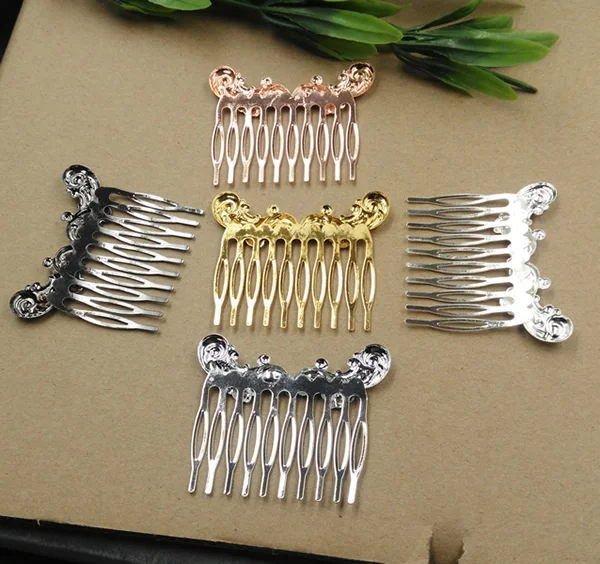 10 Зубцов винтажный Бронзовый лист расческа для волос женский цветочный мотив