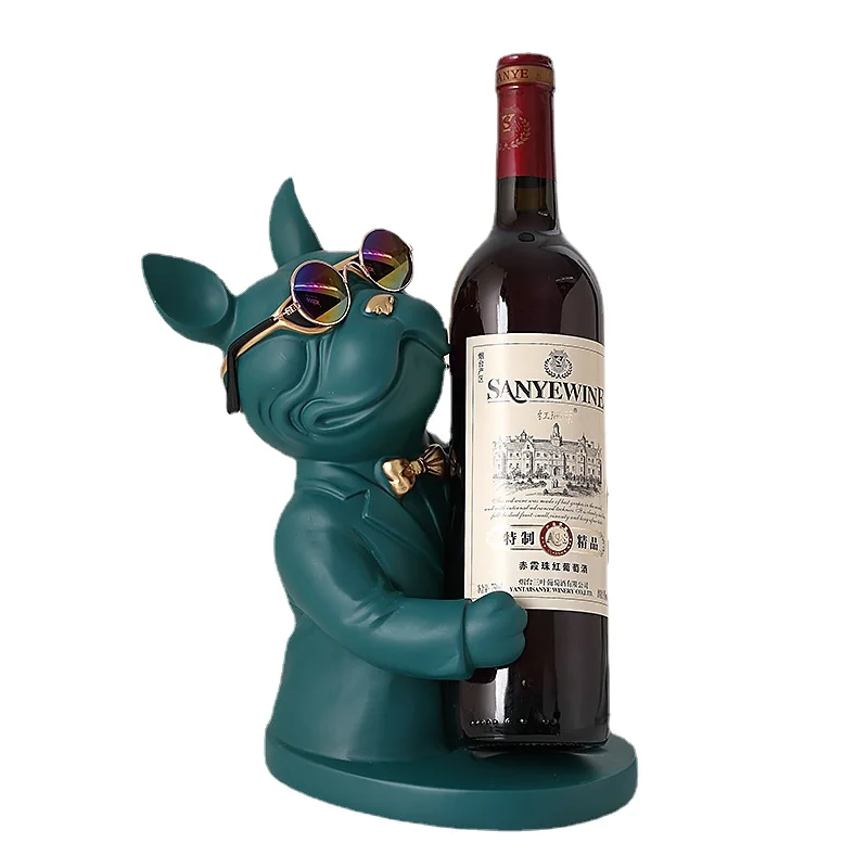 

Винная стойка в виде черного бульдога, скульптура из смолы для солнцезащитных очков и собак, книжный шкаф, настольное украшение, Винная стой...