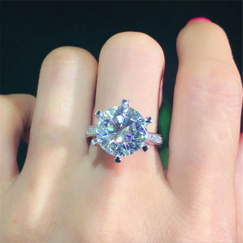 Оригинальные кольца из серебра 925 пробы для женщин Инкрустация 1CT Циркон Камень 5a