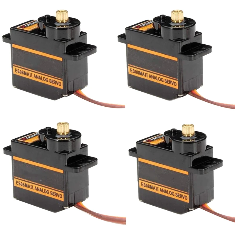 

4Pcs ES08MA II 12G Mini Metal Gear Analog Servo Shockproof Stable Machine Compatible for RC Model