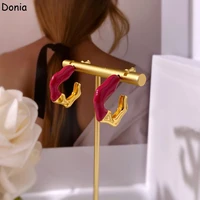 donia jewelry european and american fashion enamel copper earrings c shape luxury earrings