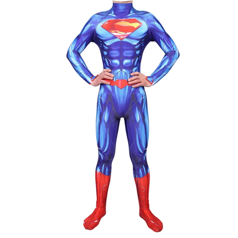 Blue Zentai Взрослые Мужчины Дети Супермен Кларк Кент Косплей костюмы супергерой zentai обтягивающий комбинезон плащи-комбинезоны - Цвет: Blue Zentai