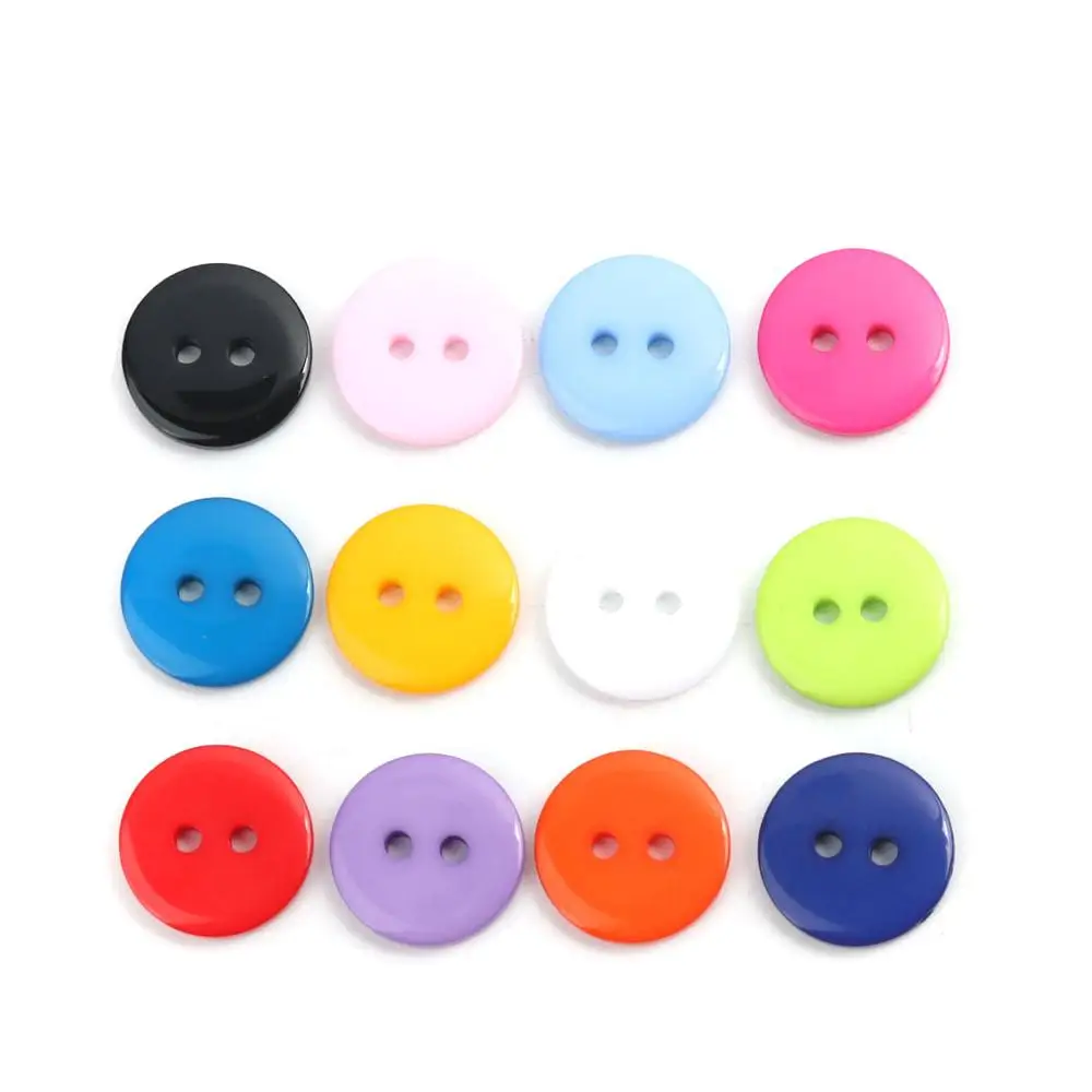 

200 Pcs Round 2 Hole Resin Button Sewing Fit Scrapbooking Apparel Crafts Diy Decoration 15 mm Mixed Color Christmas Holiday