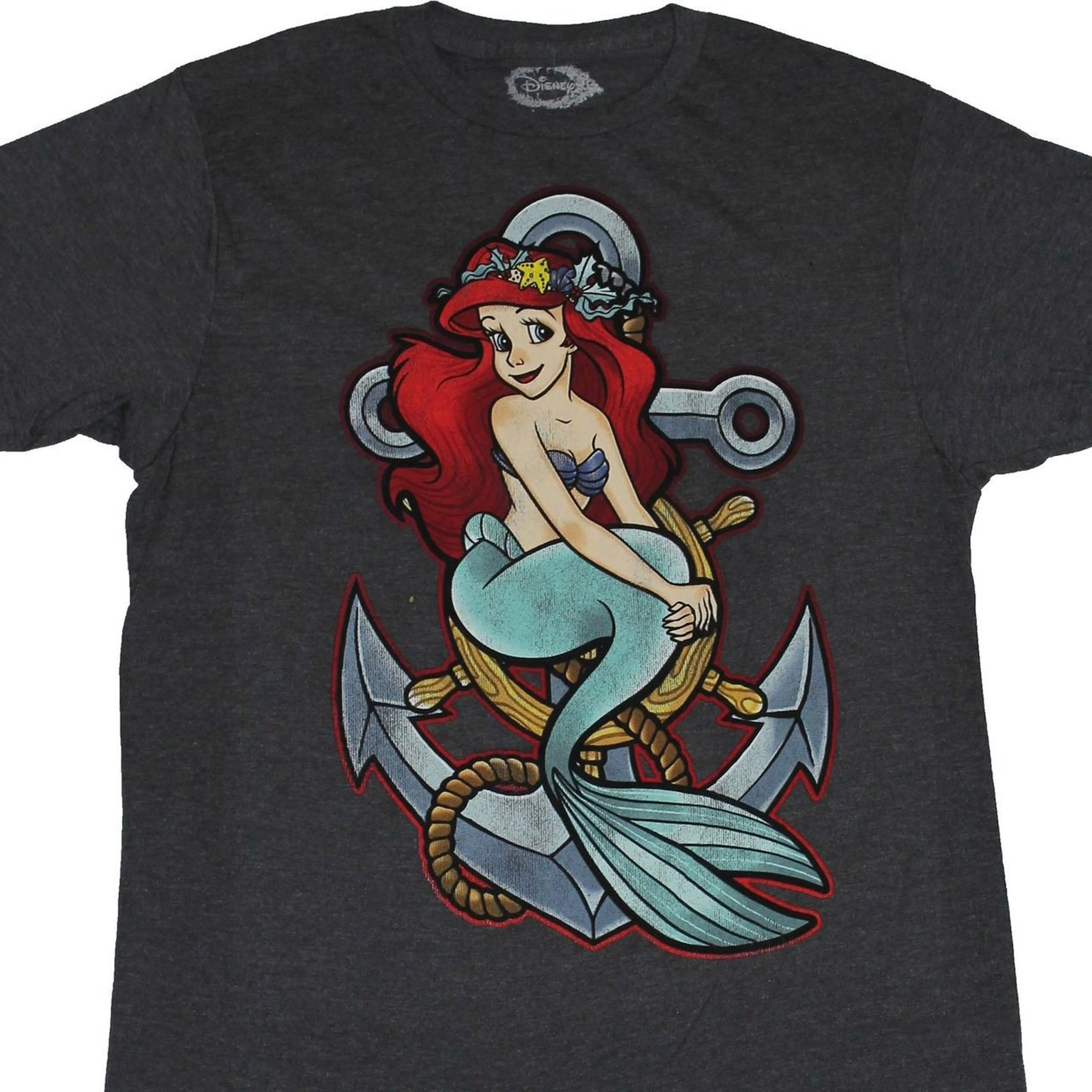 Большая скидка Хлопковая мужская футболка с русалочкой Мужская Ариэль цветное