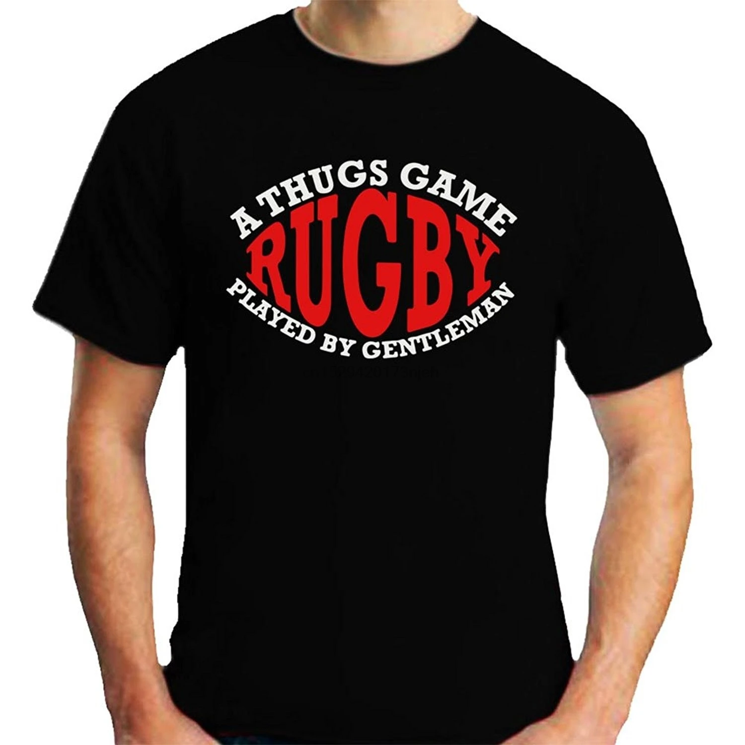 Регби на бандиты игра по джентльмена футболка свободные короткий рукав черный
