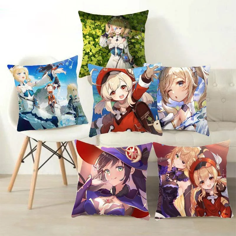 

NEW No Pillow Insert Square Genshin Impact Game Fans Anime Cute Pillow Case Model Student Bedroom Gift 45CM