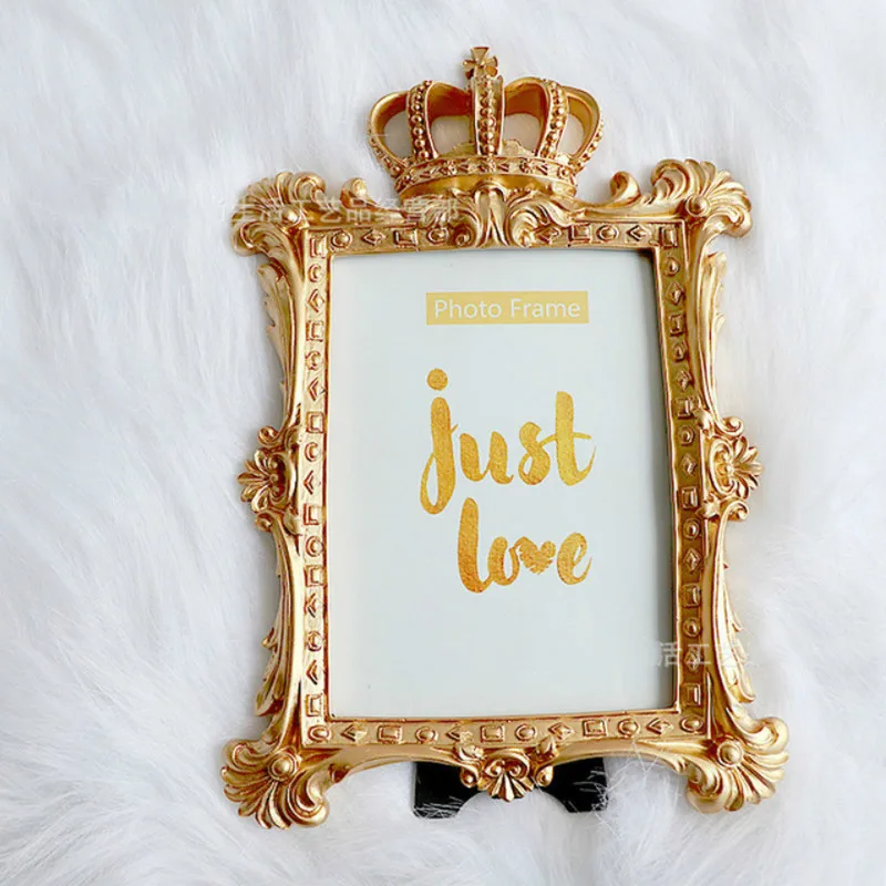 

Vintage Crown Photo Frame Creative Golden Resin Picture Frame Nordic Home Wedding Decoration Photo Frame Holder 3/6/7 Inch
