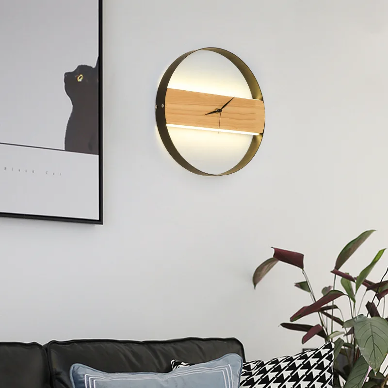 

Modern LED Clock Wall Lamp for Room Study Children's Room Bedroom Living Room Light Decoration WoodenCorridor Staircase Lighting