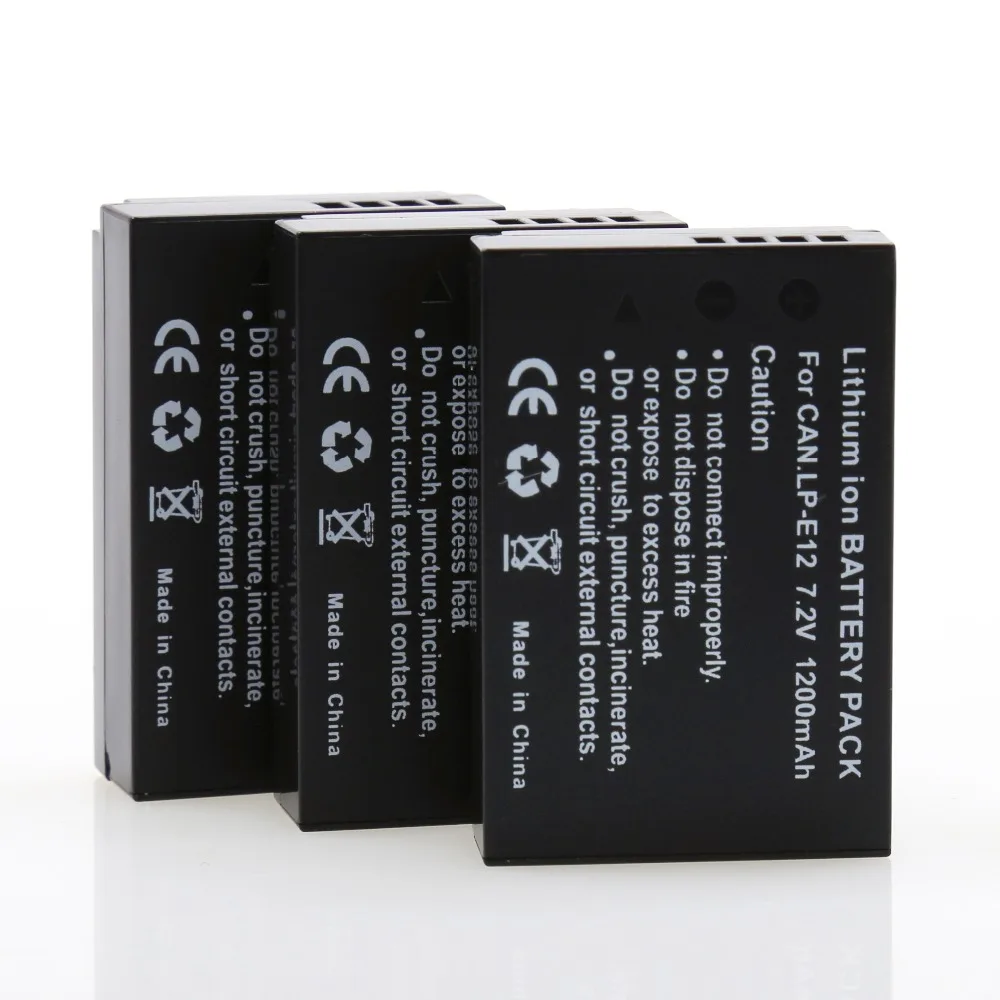 

3Pcs 7.2V 1200mAh LP-E12 LPE12 LP E12 Rechargeble Camera batteries for Canon EOS M M2 100D EOSM EOSM2 EOS100D
