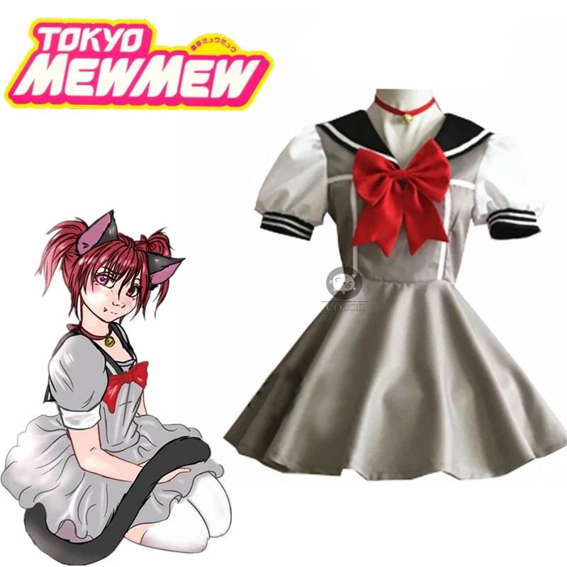 

2020 Tokyo Mew Mew Ichigo Momomiya Short Sleeves School Uniform Handcrafted Cosplay Costume Any Size